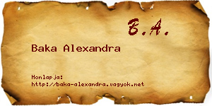 Baka Alexandra névjegykártya